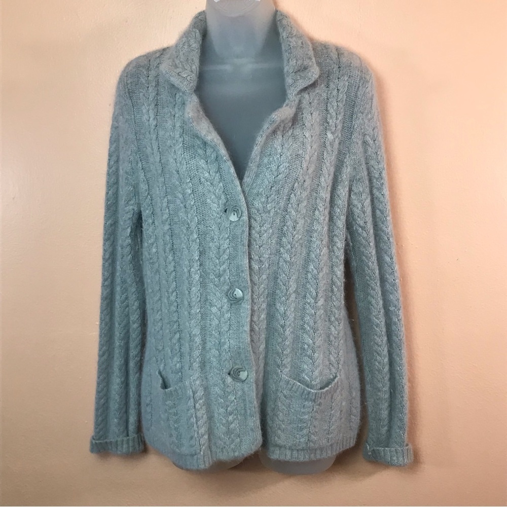 Kenar Gray Angora Nylon Blend Cardigan Women L